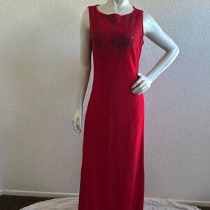 St. John’s Evening Gown Red Rhinestone Dress